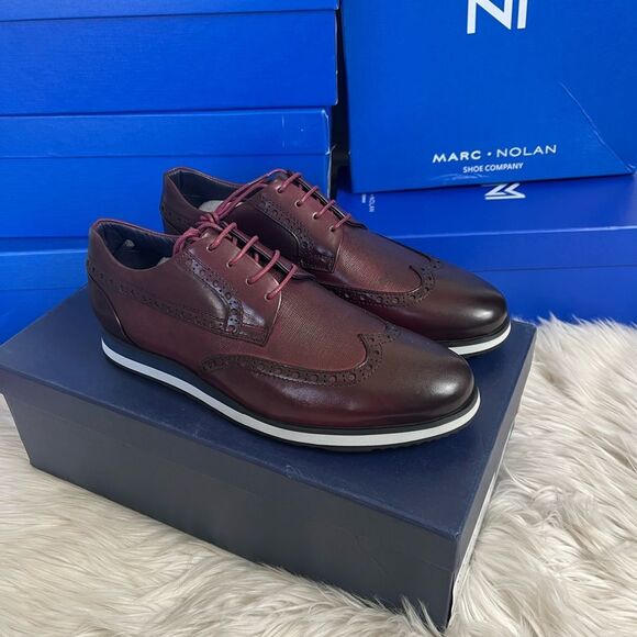 Marc Nolan Gavin Burgundy Wingtip Leather sneakers dress shoes Mens size 7 - Picture 1 of 11